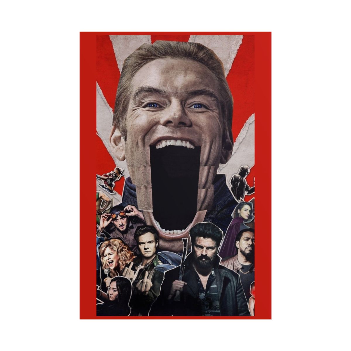 Vivid Red Horror Collage Poster | The Boys - Official Posters & Wall Art merchandise